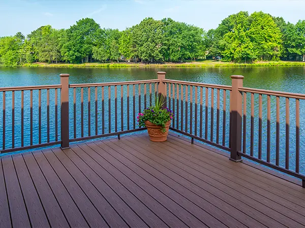 A composite deck on a lake