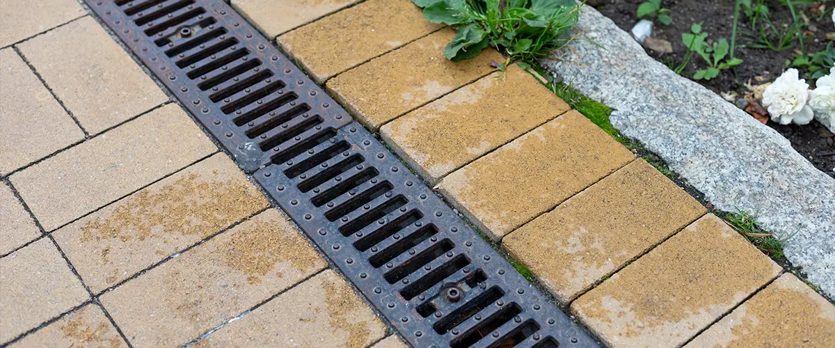 A drainage system in a landscape design