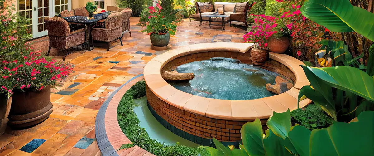 water feature on patio