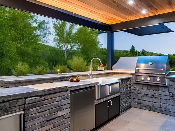 outdoor kitchen countertop material stone