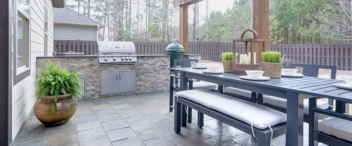 outdoor kitchen essentials table with chairs