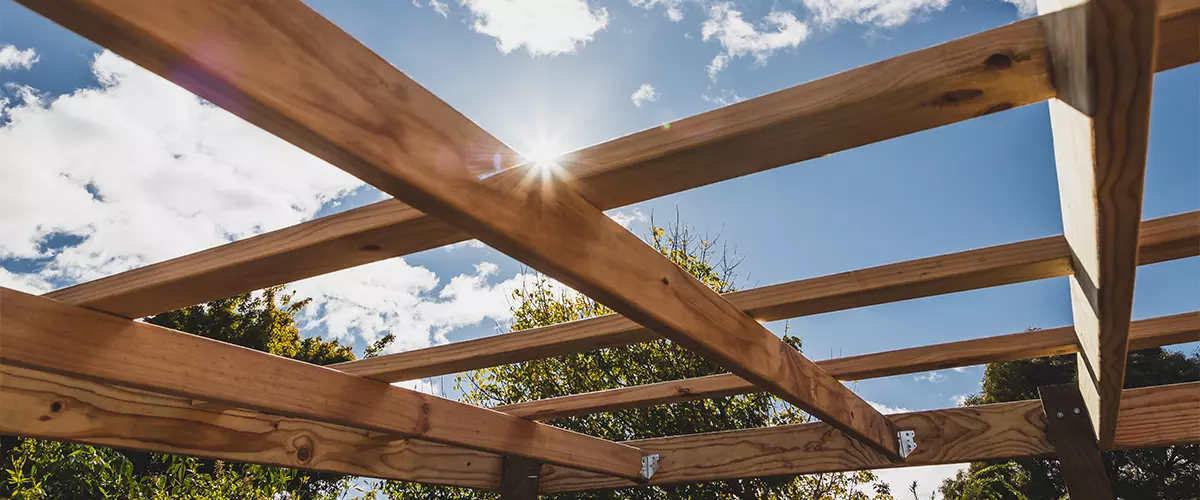 pergola made of wood in the sun