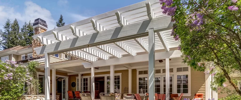 White Wood Pergola In Texas
