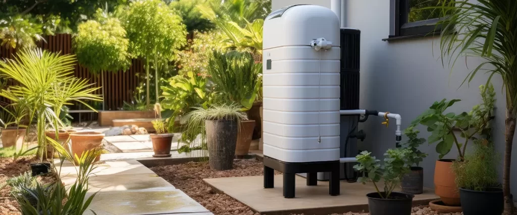 A rainwater harvesting system with a water tank and filtration unit