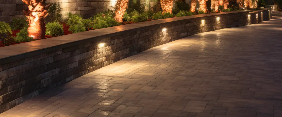 Garden Lights Along The Paved Path In Texas Plano
