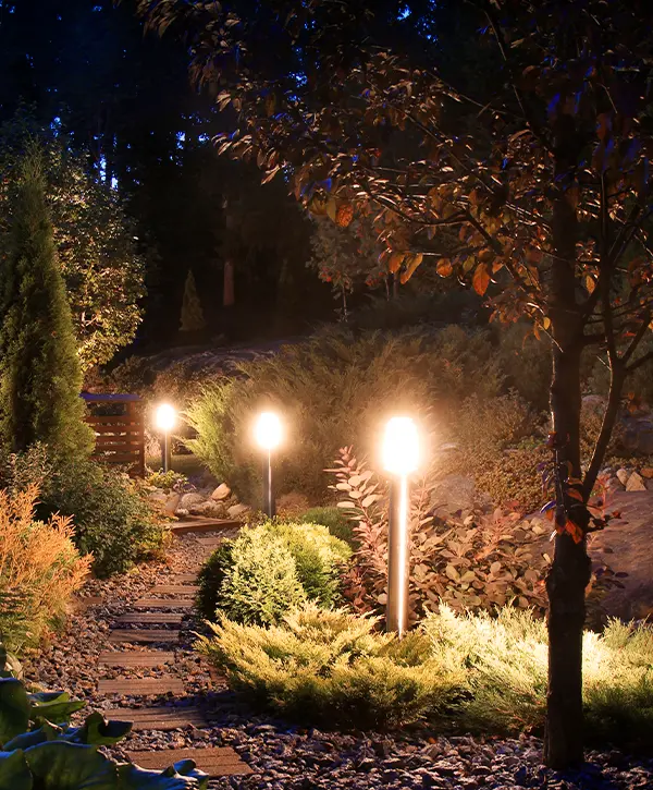 Outdoor Lights Garden Path on a Texas Home