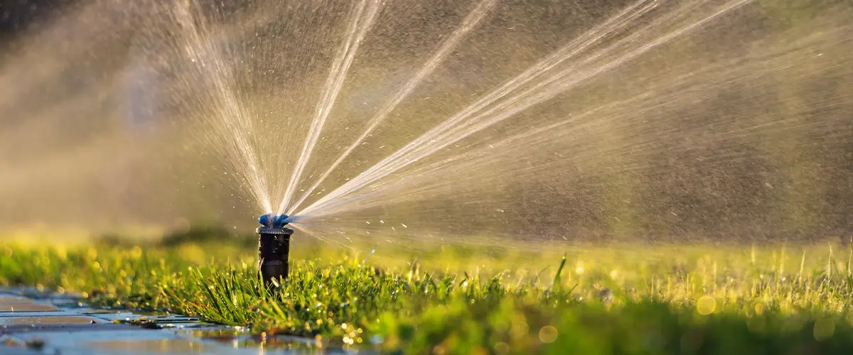 Sprinkler System Sprinkling Water Close Up Shot