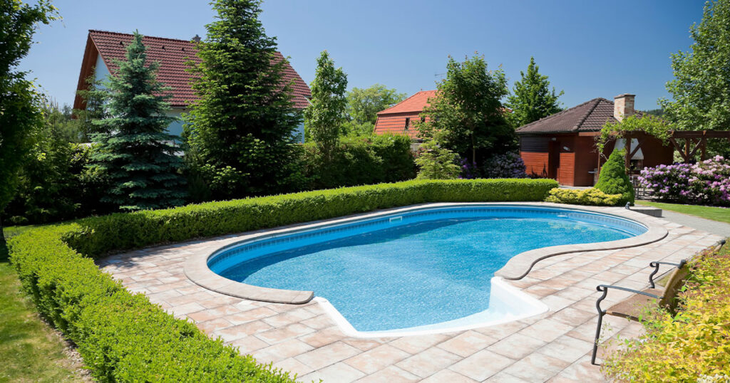 Pool in the backyard garden.