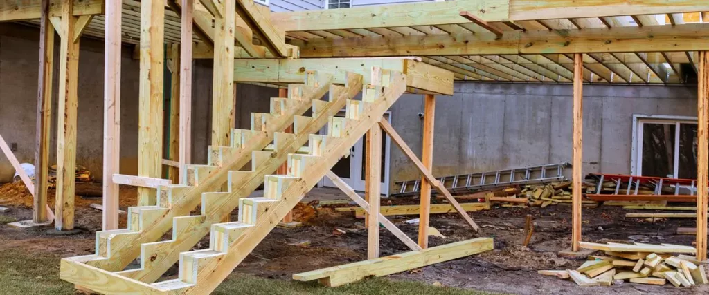 two-story deck under construction