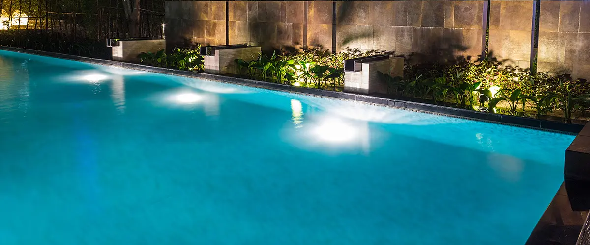 Modern pool lighting at night
