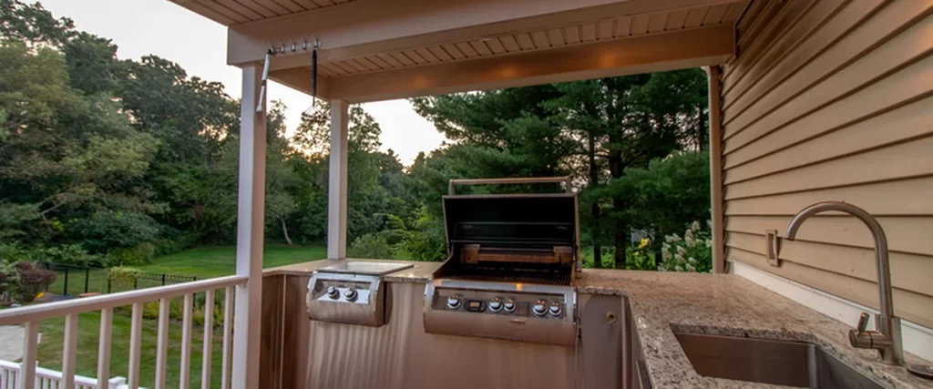 outdoor kitchens fireplaces markdown outdoor kitchen with stainless steel grill granite countertops and built in sink