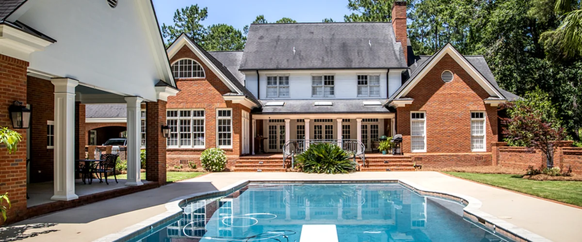 pool builder frisco tx pool spa installation luxurious backyard with professional grade rectangular swimming pool surrounded by elegant brick architecture