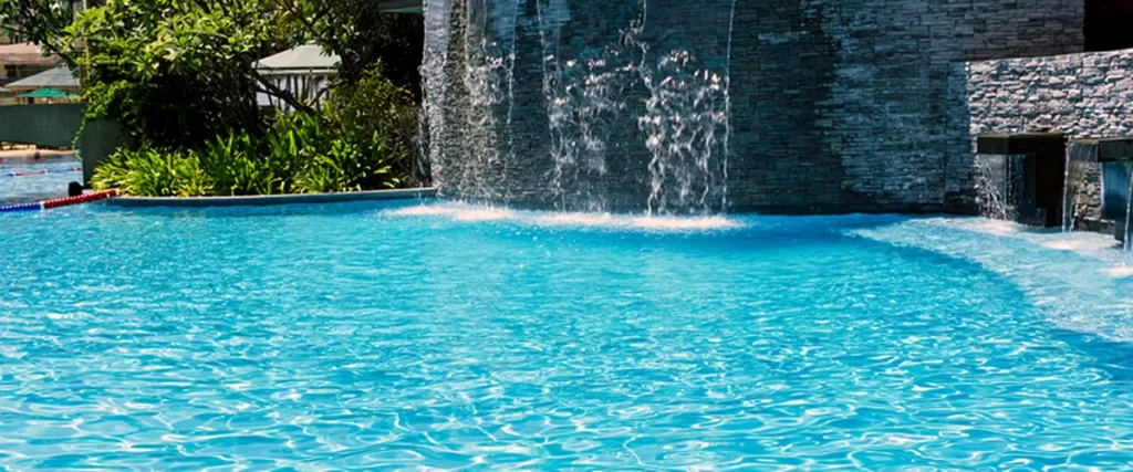 pool spa installation salt water pool a professional saltwater pool with stone waterfall feature and lush landscaping