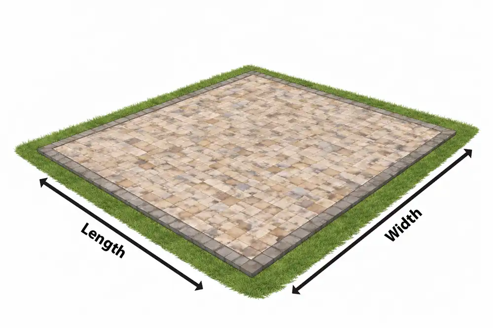 paver patio dimensions illustration