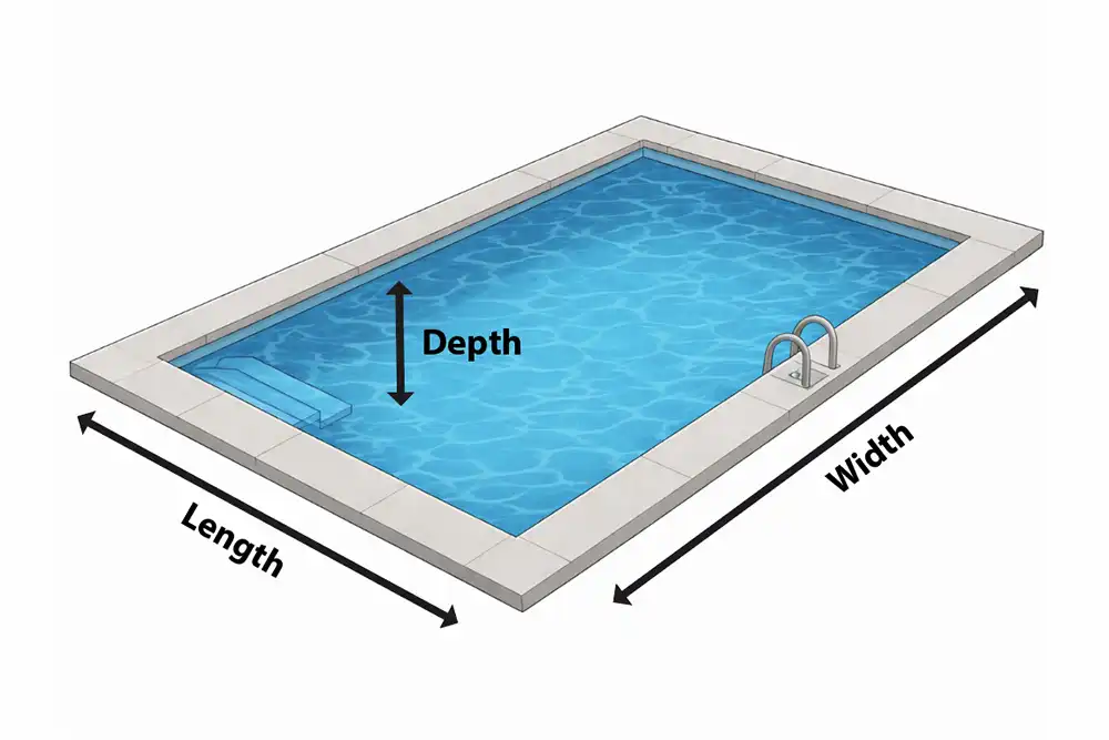 swimming pool dimensions illustration
