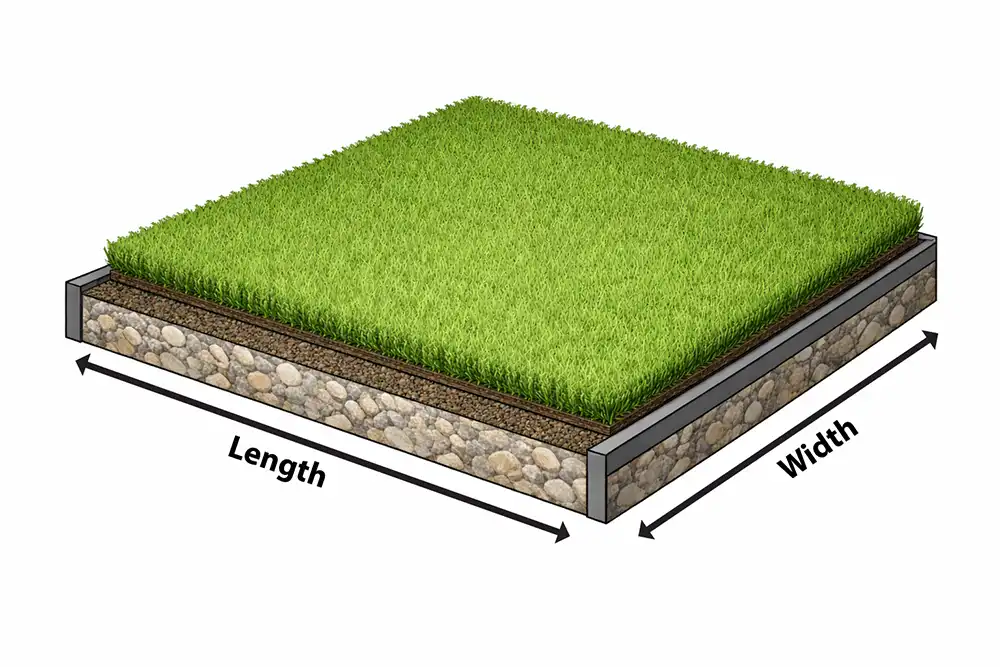 artificial turf dimensions illustration