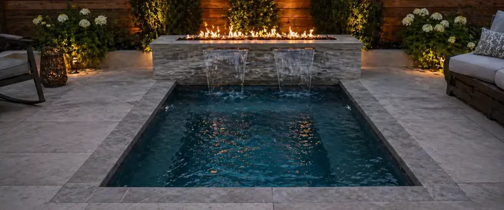 Plunge Pool With Built-In Fire Feature