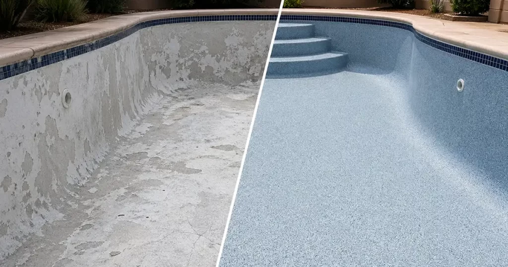 pool resurfacing vs replastering