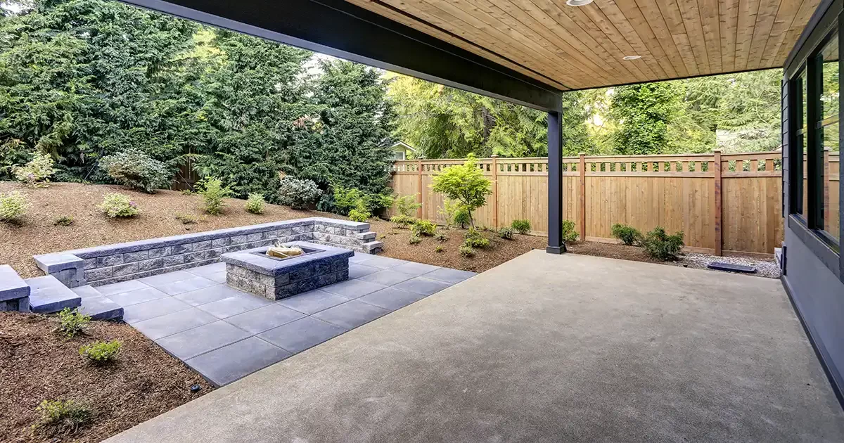 concrete paver patio backyard